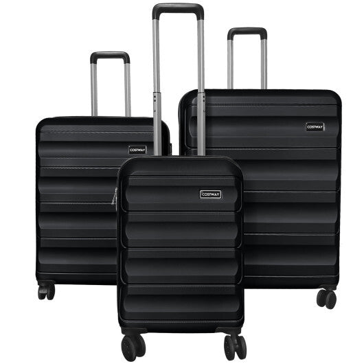 3-Piece Hardside Luggage Set 20/24/28 Inch Lightweight Hardside Suitcases-Gray
