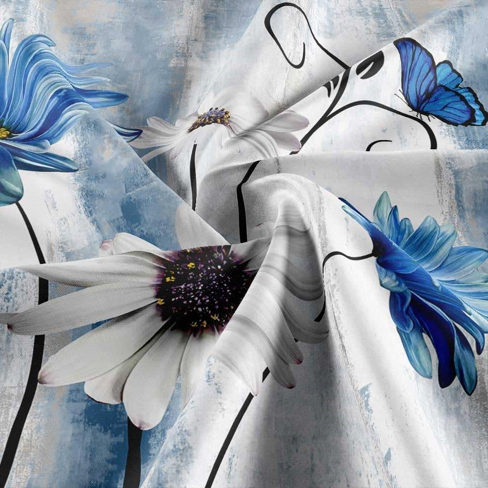 72"W x 78"H Blue Vibrant Floral Butterfly Polyester Shower Curtain