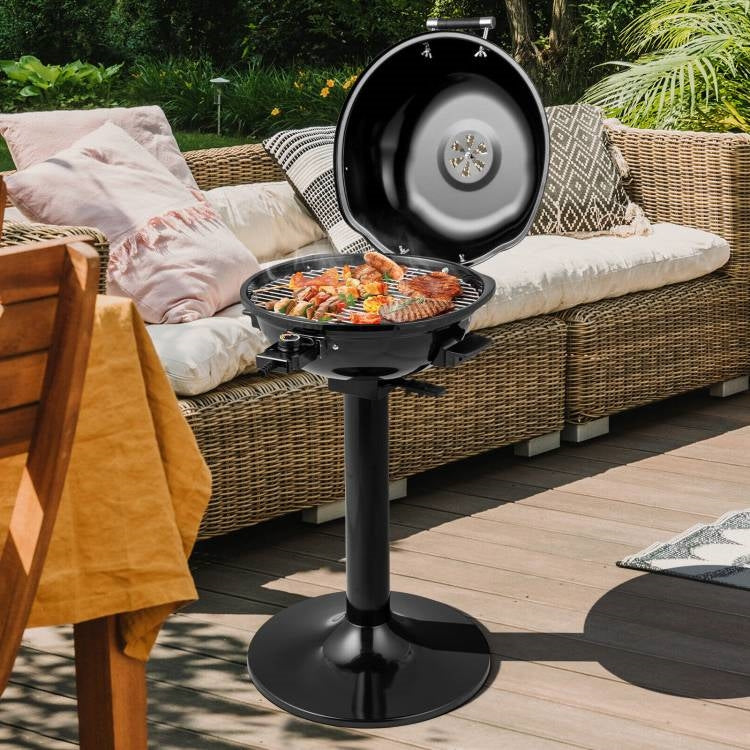 Black Double Layer Portable Electric 1600 Watt BBQ Grill