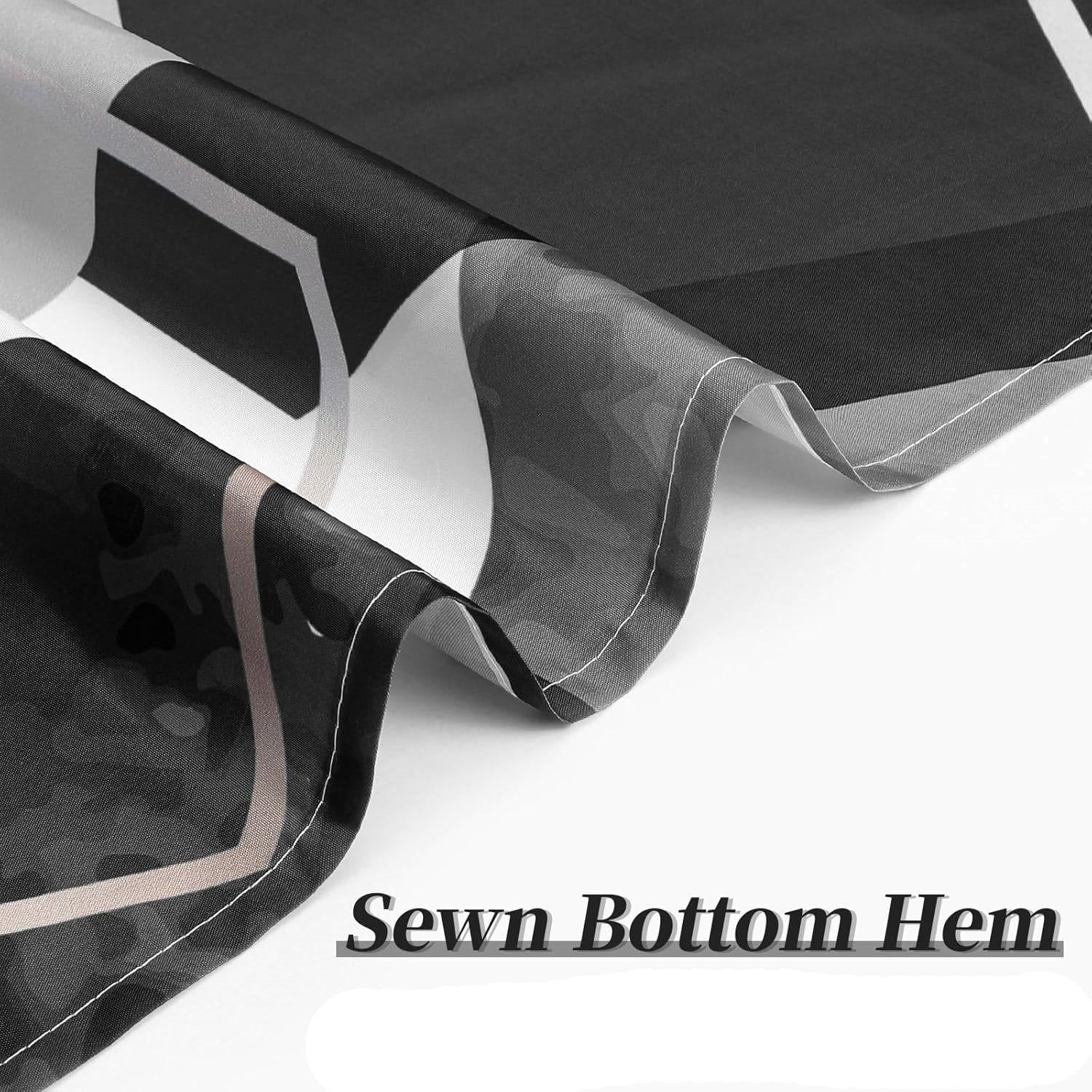 72"W x 78"H Black White Hexagonal Pattern Polyester Shower Curtain