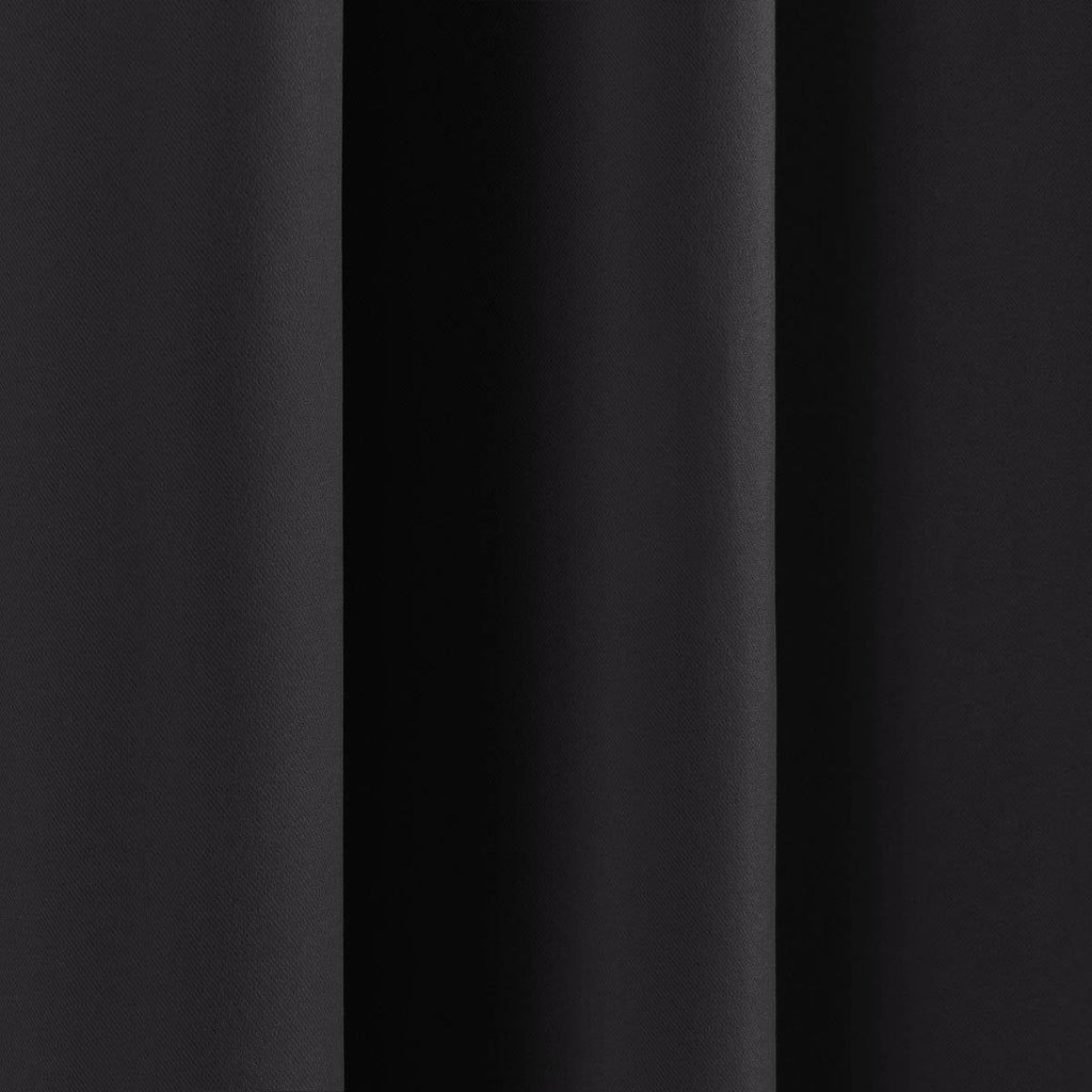 52 x 63 inch Solid Black Thermal Blackout Curtain Panels - Set of 2