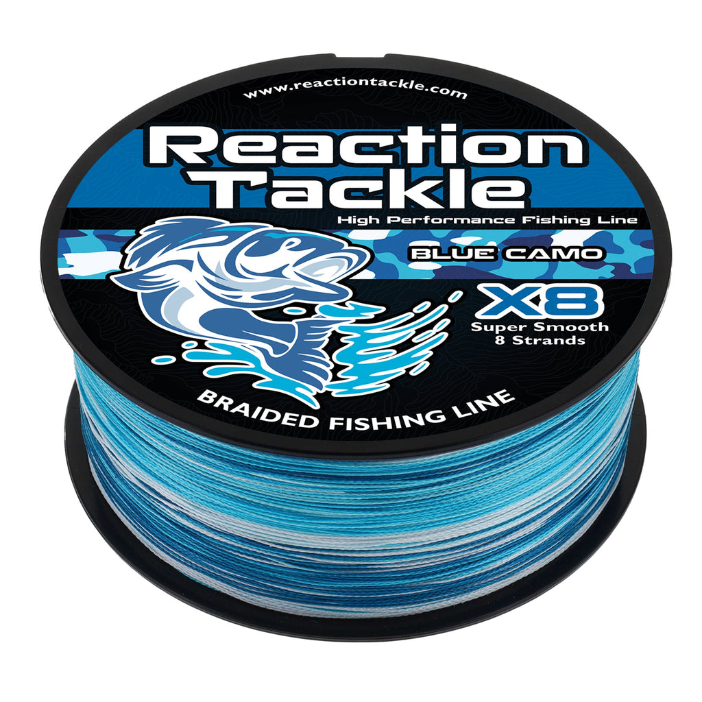 Reaction Tackle X8 Braided Fishing Line - Blue Camo 8 Strand