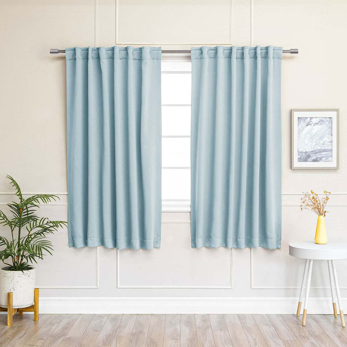 52 x 54 inch Solid Light Blue Thermal Blackout Curtain Panels - Set of 2