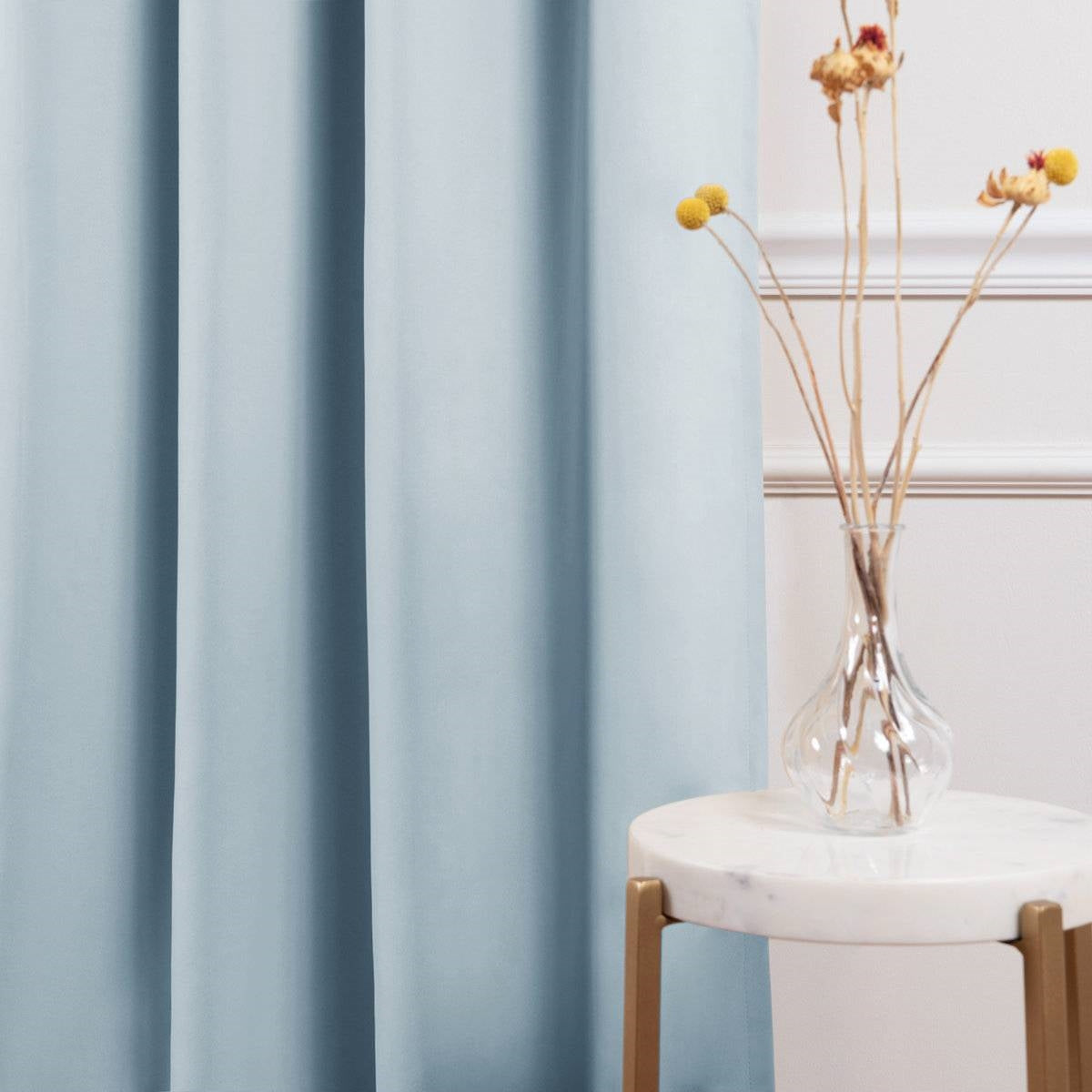 52 x 72 inch Solid Light Blue Thermal Blackout Curtain Panels - Set of 2