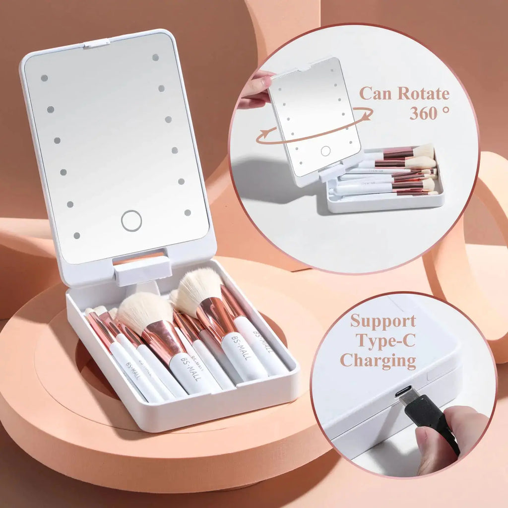 BS-MALL Travel Makeup Brush Set Foundation Powder Concealers Eye Shadows Makeup Set