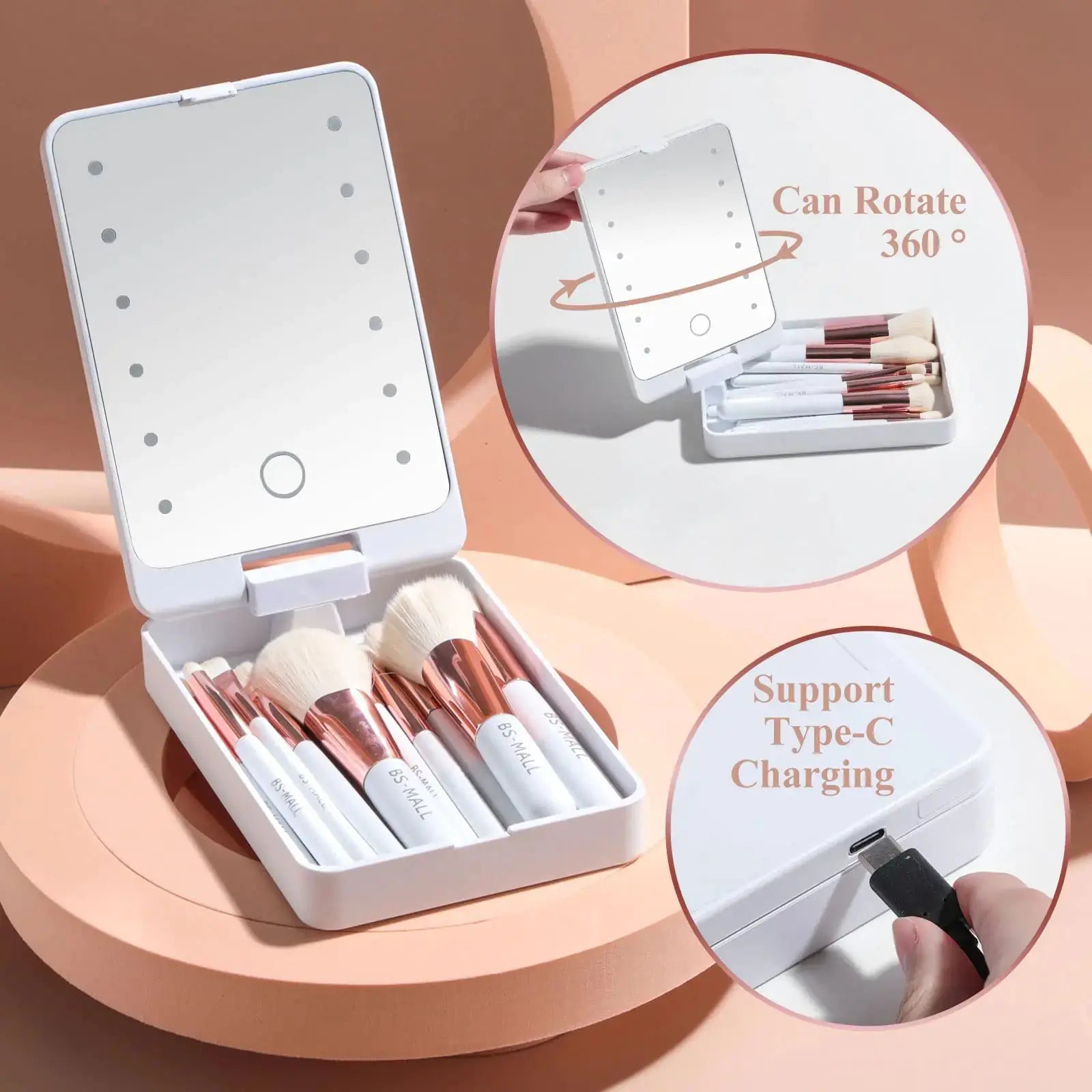 BS-MALL Travel Makeup Brush Set Foundation Powder Concealers Eye Shadows Makeup Set