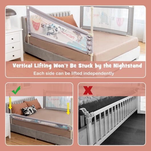 69 Inch Toddlers Vertical Lifting Baby Bedrail Guard with Lock-Gray