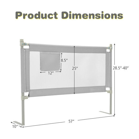 57 Inch Toddlers Vertical Lifting Baby Bed Rail Guard with Lock-Gray