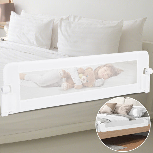 60-Inch Foldable Bed Rail Swing Down Baby Bed Guard Rail with Adjustable Safety Strap-Grey