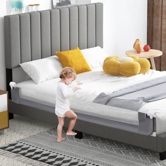 71-Inch Foldable Bed Rail Swing Down Baby Bed Guard Rail with Adjustable Safety Strap-White