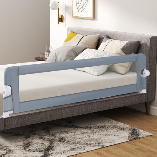 71-Inch Foldable Bed Rail Swing Down Baby Bed Guard Rail with Adjustable Safety Strap-White