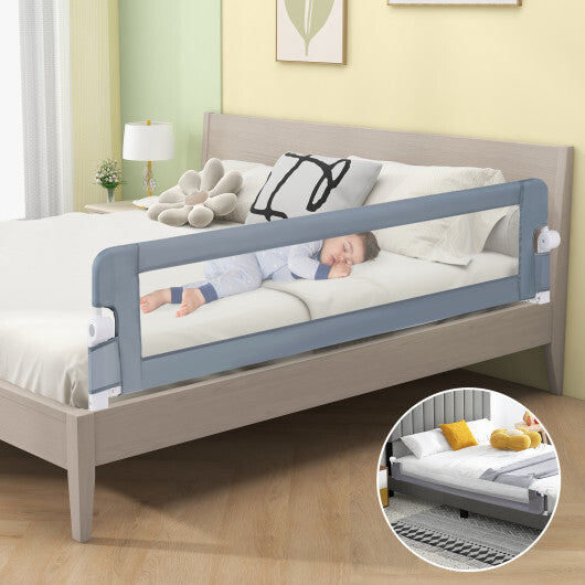 71-Inch Foldable Bed Rail Swing Down Baby Bed Guard Rail with Adjustable Safety Strap-White