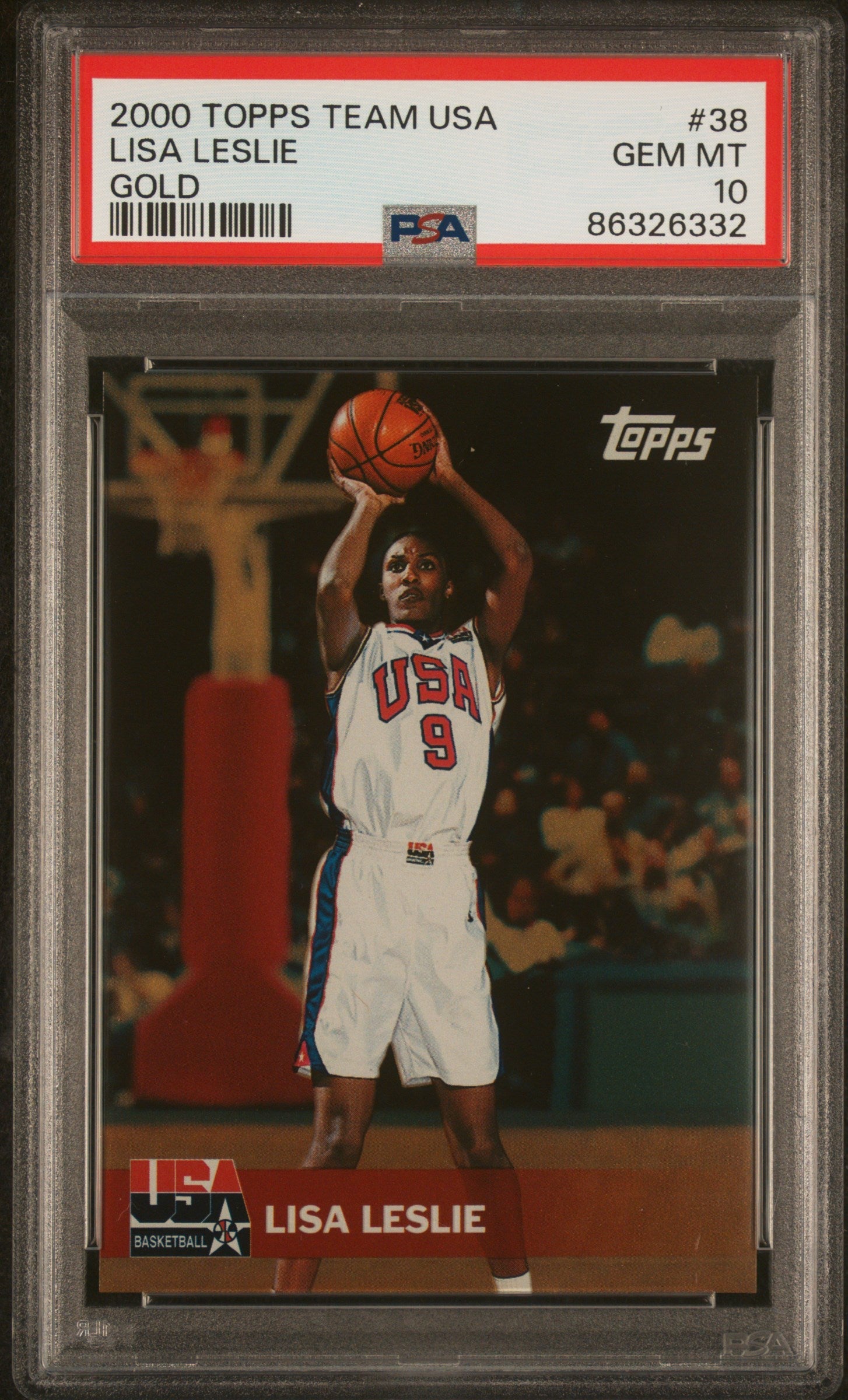 Graded 2000 Topps Team USA Lisa Leslie #38 Gold Basketball Card PSA 10 Gem Mint