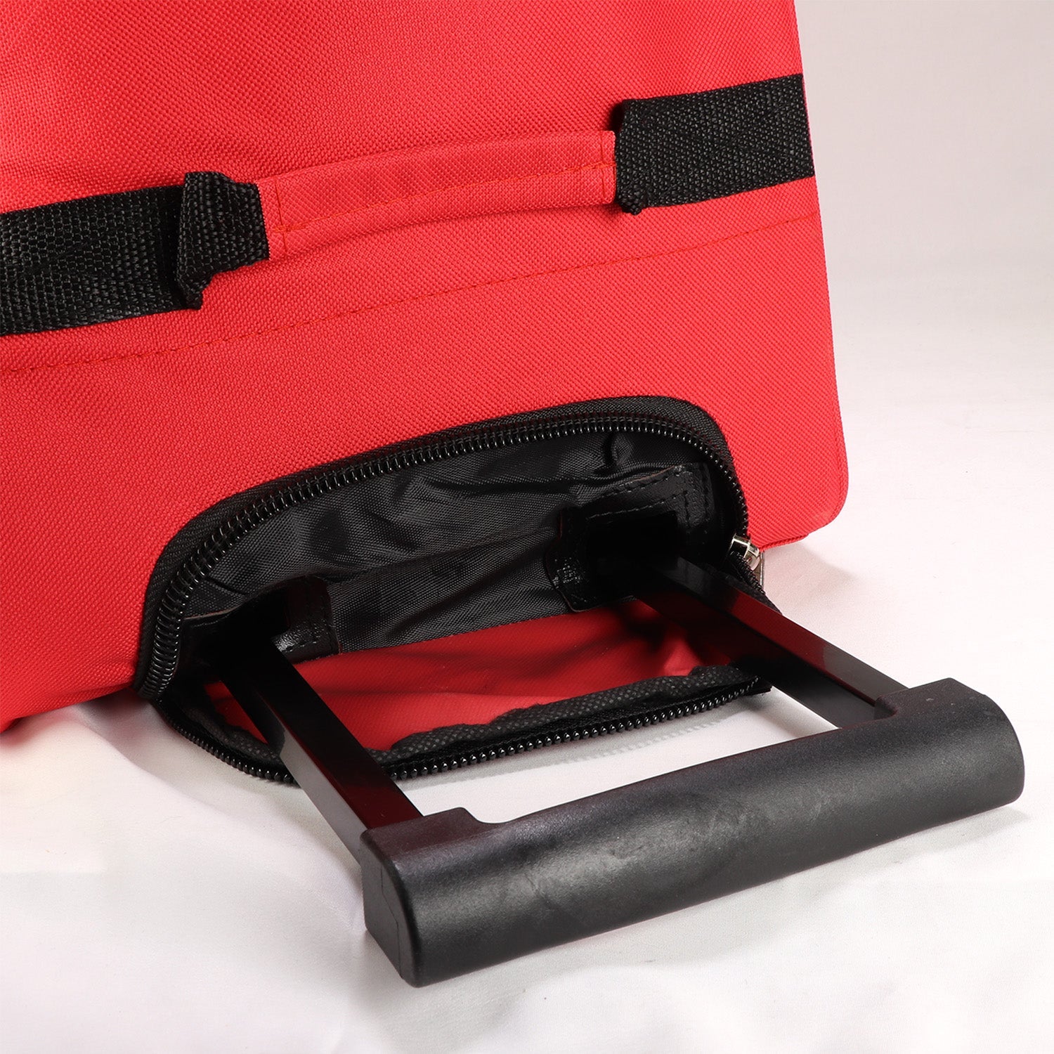 Rolling Red Wheel Bag + Telescoping Handle
