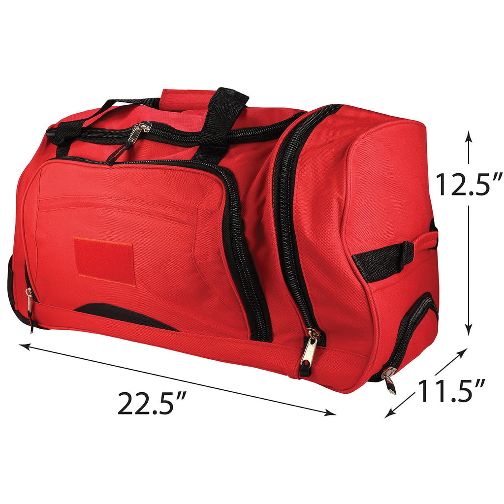 Rolling Red Wheel Bag + Telescoping Handle