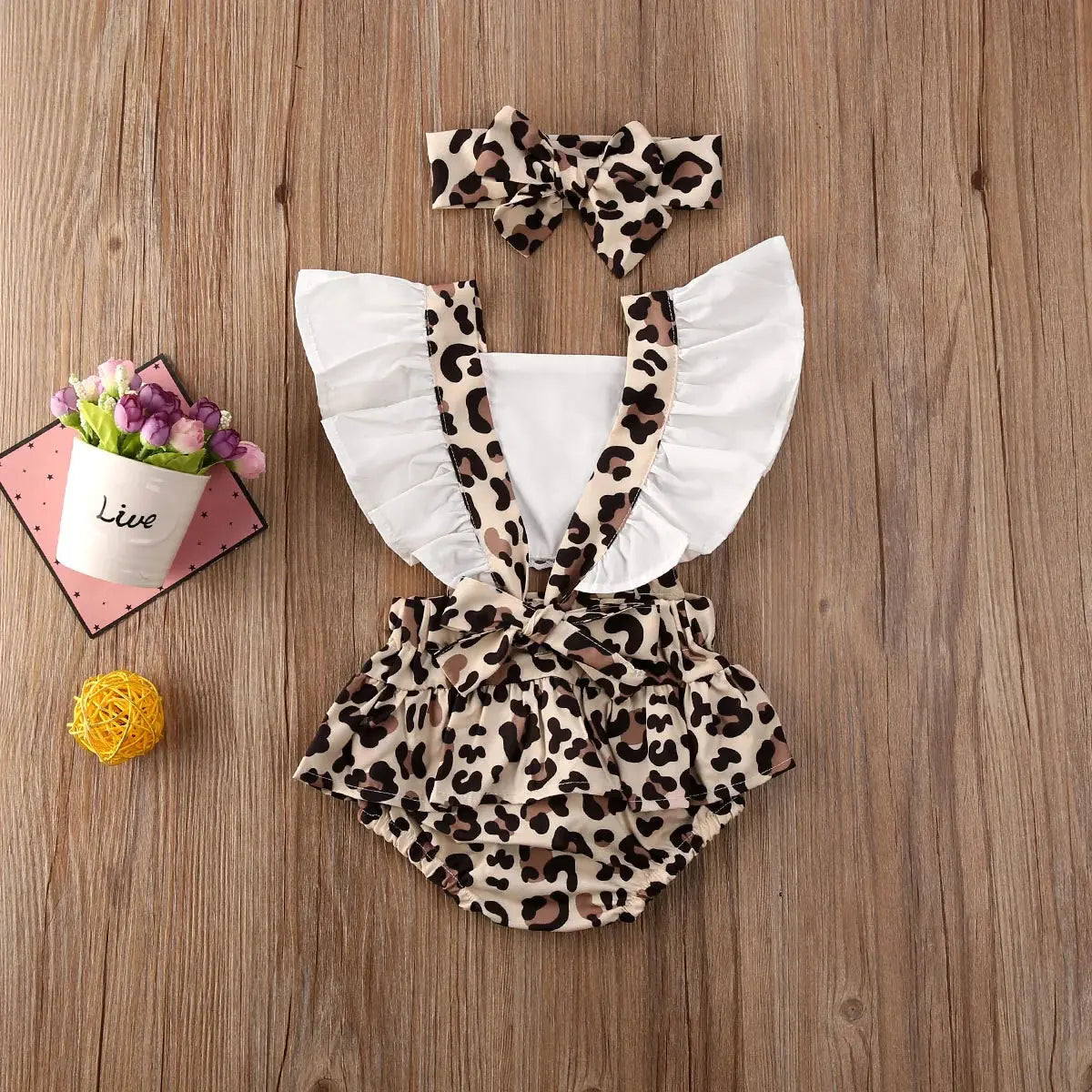 Baby Leopard Jumpsuit Set & Headband