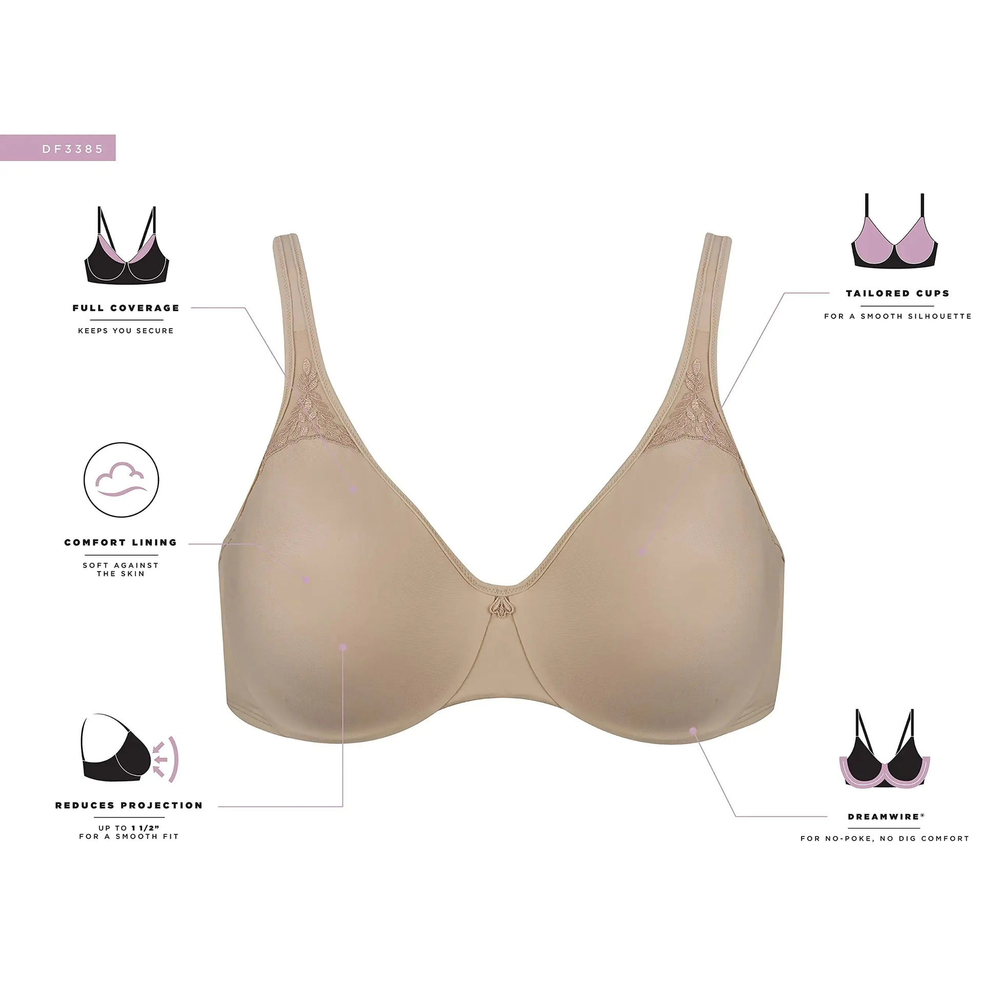 Bali Women's Minimizer Bra - Comfort Full-Coverage Underwire Bra