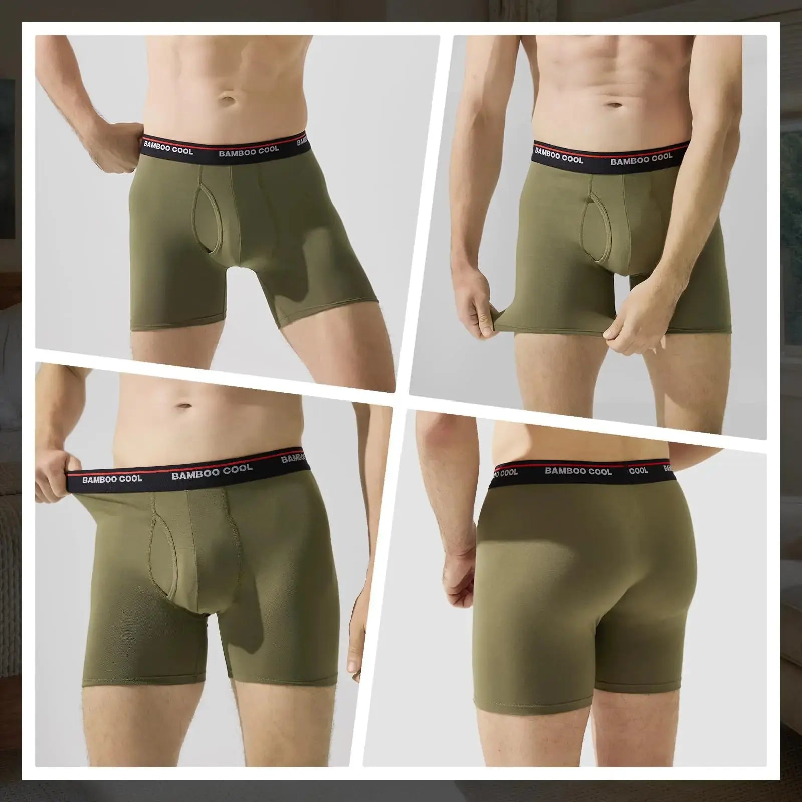 Bamboo Cool Men's Boxer Briefs with 3D Pouch – 4-Pack