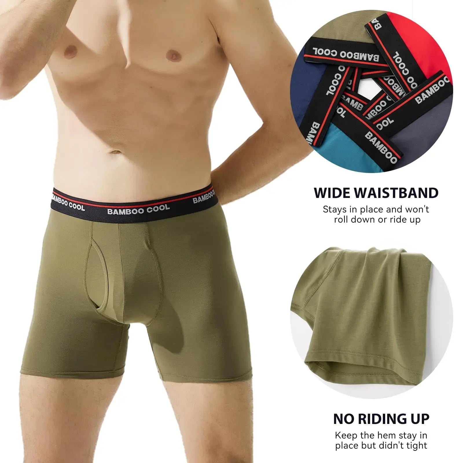 Bamboo Cool Men's Boxer Briefs with 3D Pouch – 4-Pack