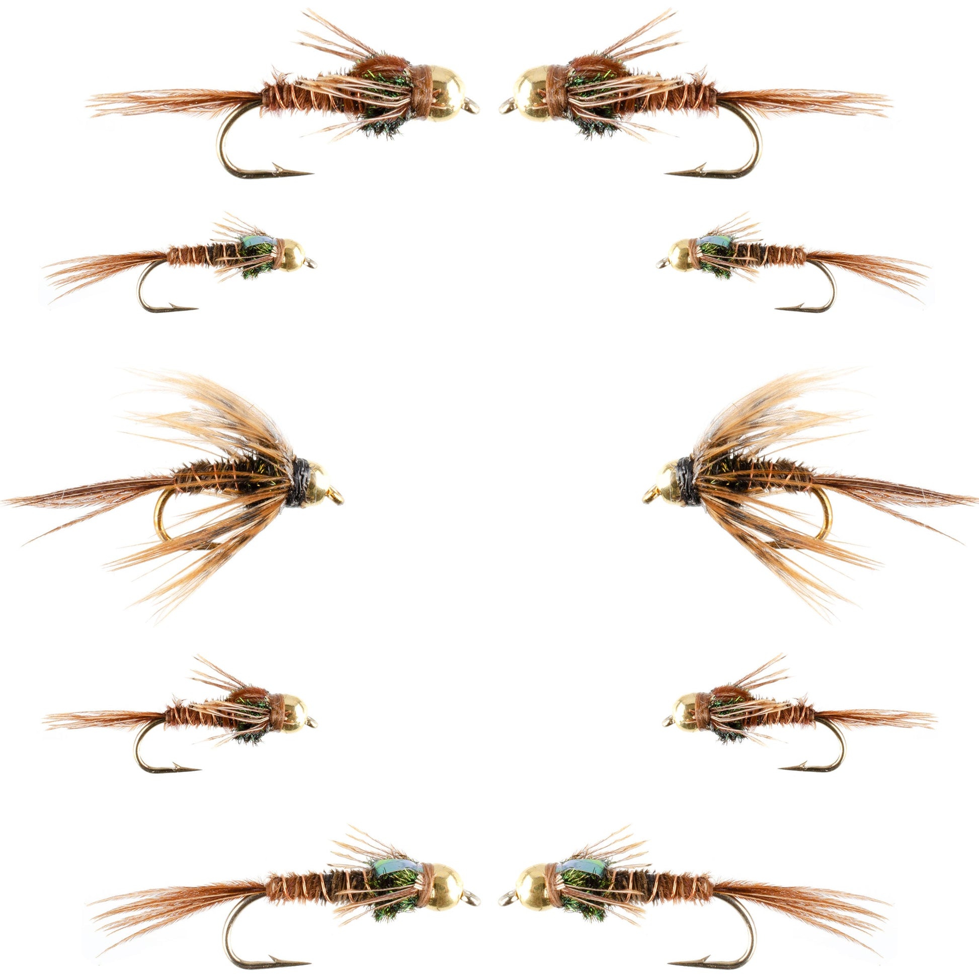Basics Collection - Bead Head Pheasant Tail Nymph Assortment - 10 Wet Flies - Hook Sizes 14, 16, 18