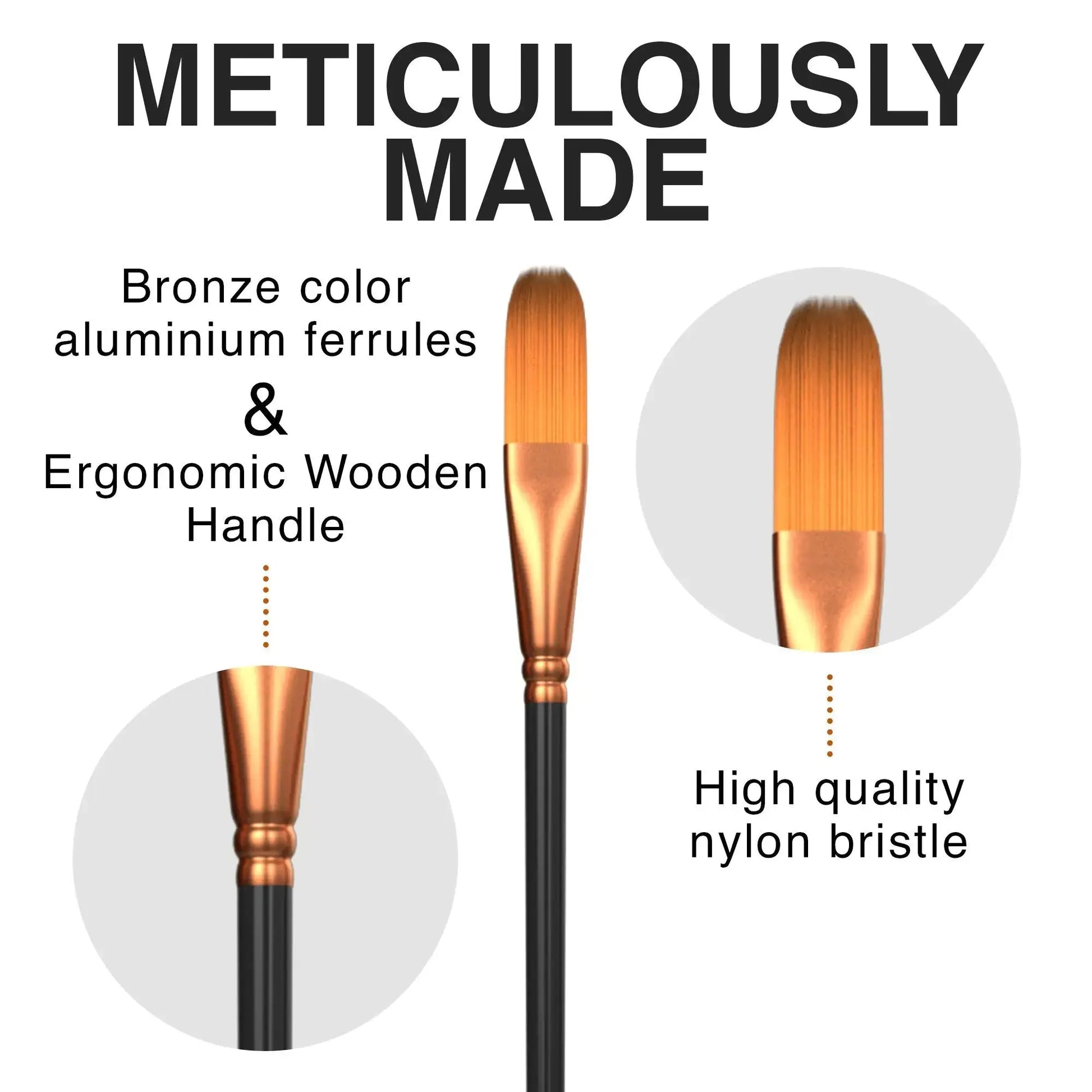 Benicci 12 Essential Artist Brush Set - Perfect for All Paints