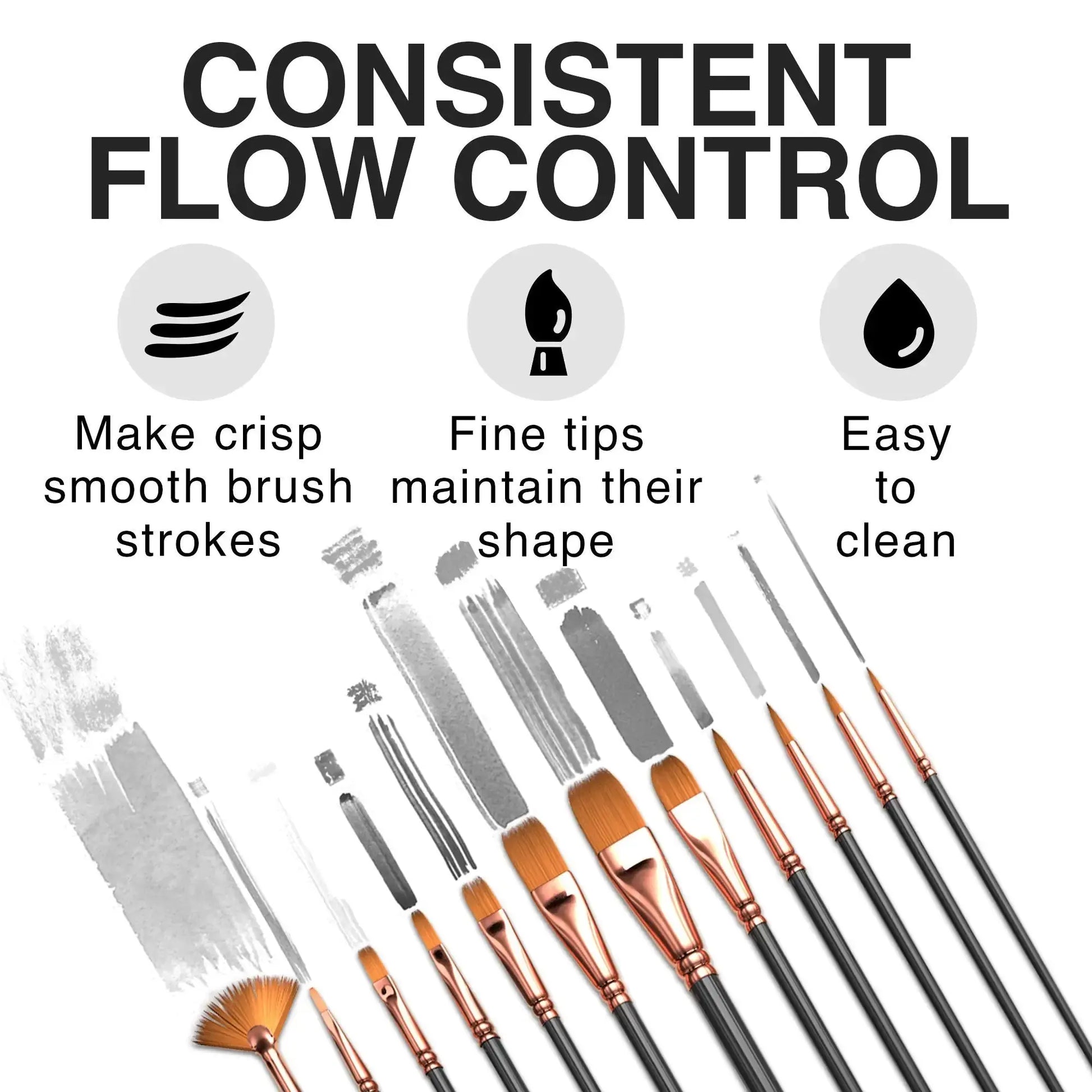 Benicci 12 Essential Artist Brush Set - Perfect for All Paints
