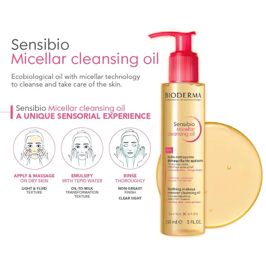 Bioderma Sensibio Micellar Cleansing Oil - Deeply Cleanses, Soothes & Nourishes Skin