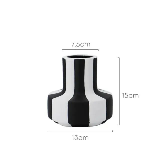 Black And White Striped Ceramic Vase