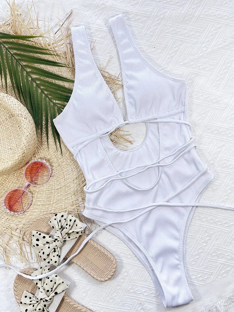 Black and White Bandage Swimsuit