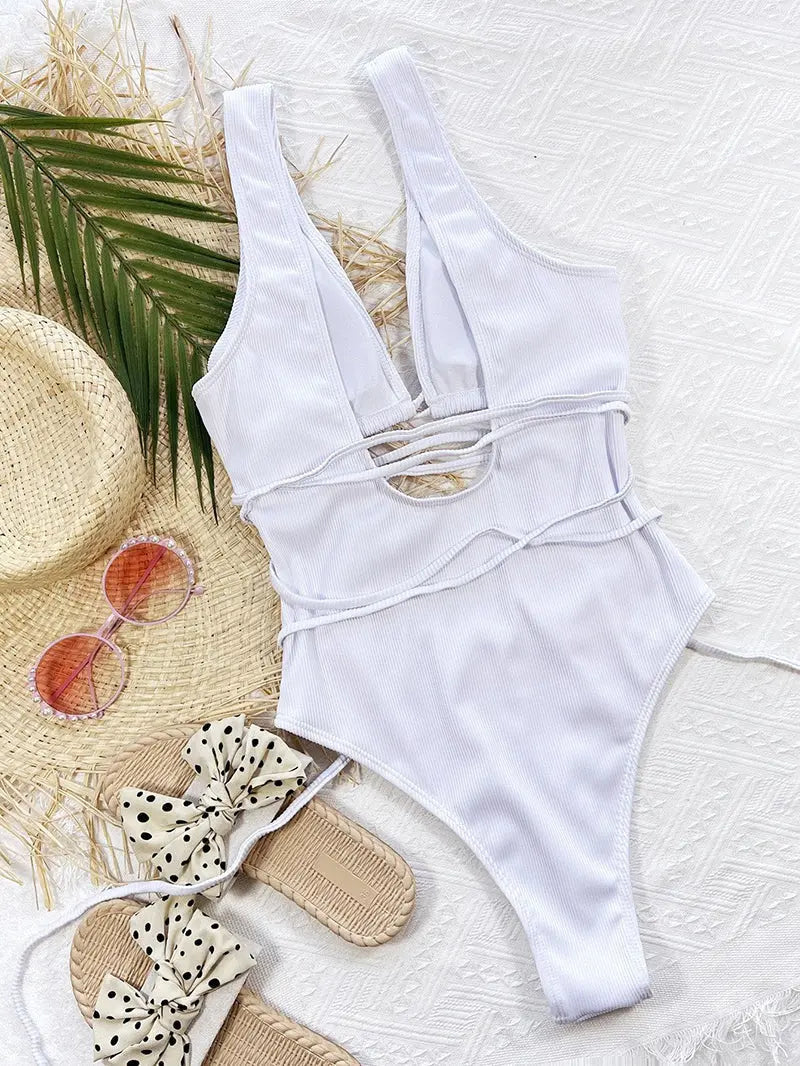 Black and White Bandage Swimsuit