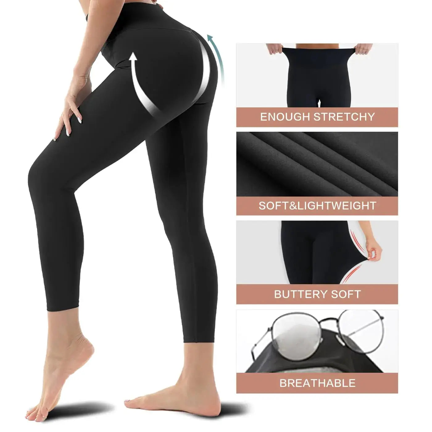 Blisset 3-Pack High-Waisted Leggings for Women – Soft Athletic Tummy Control Pants