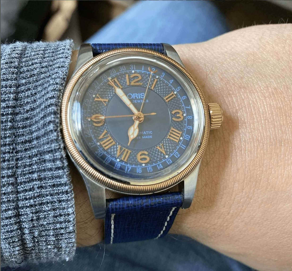 Blue Saffiano Leather Watch Strap