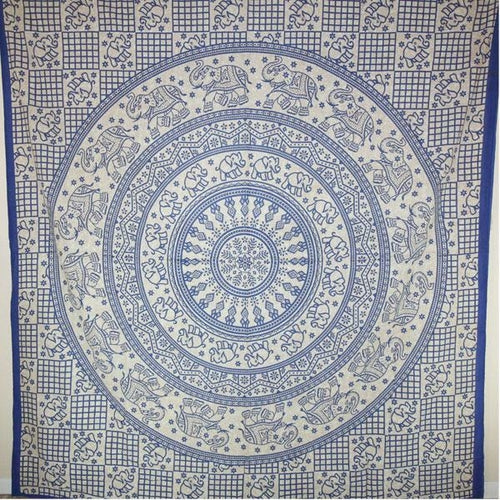 Blue Elephant Chakra Mandala Tapestry Wall Hanging Decor