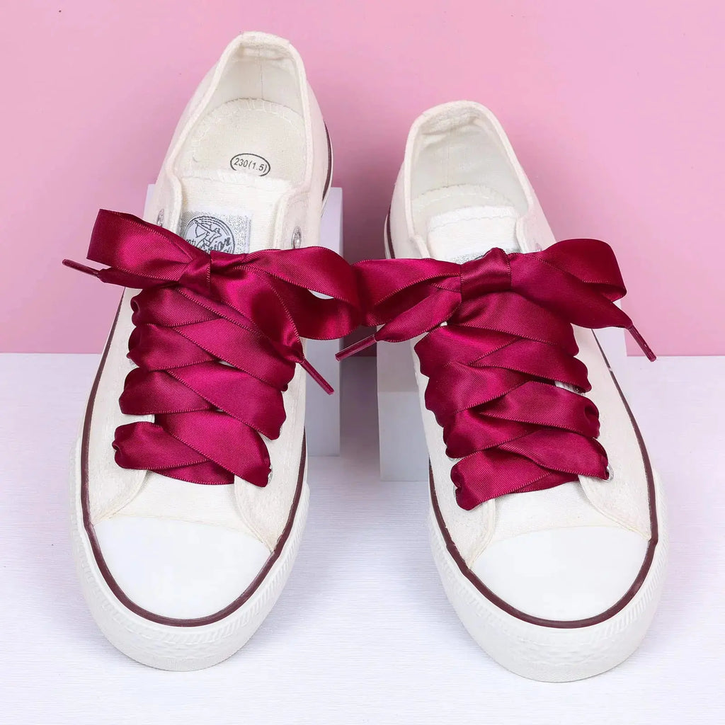 Booyckiy 3/4" Wide Satin Ribbon Shoelaces | Flat Colorful Shoe Laces for Women & Girls