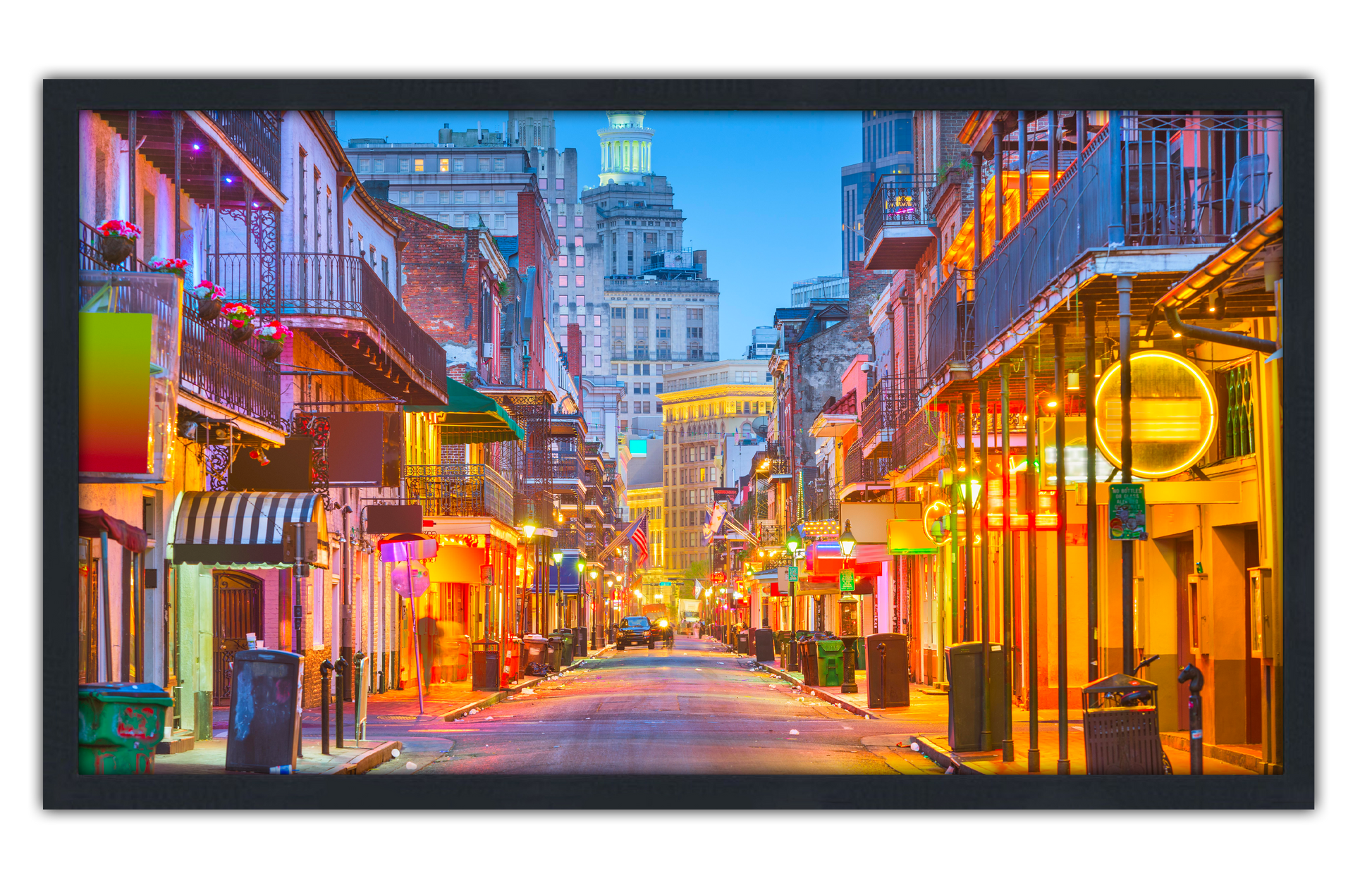 Professionally Framed Bourbon Street New Orleans Louisiana Skyline High-Resolution Panoramic Photo 12x22 Wall Art