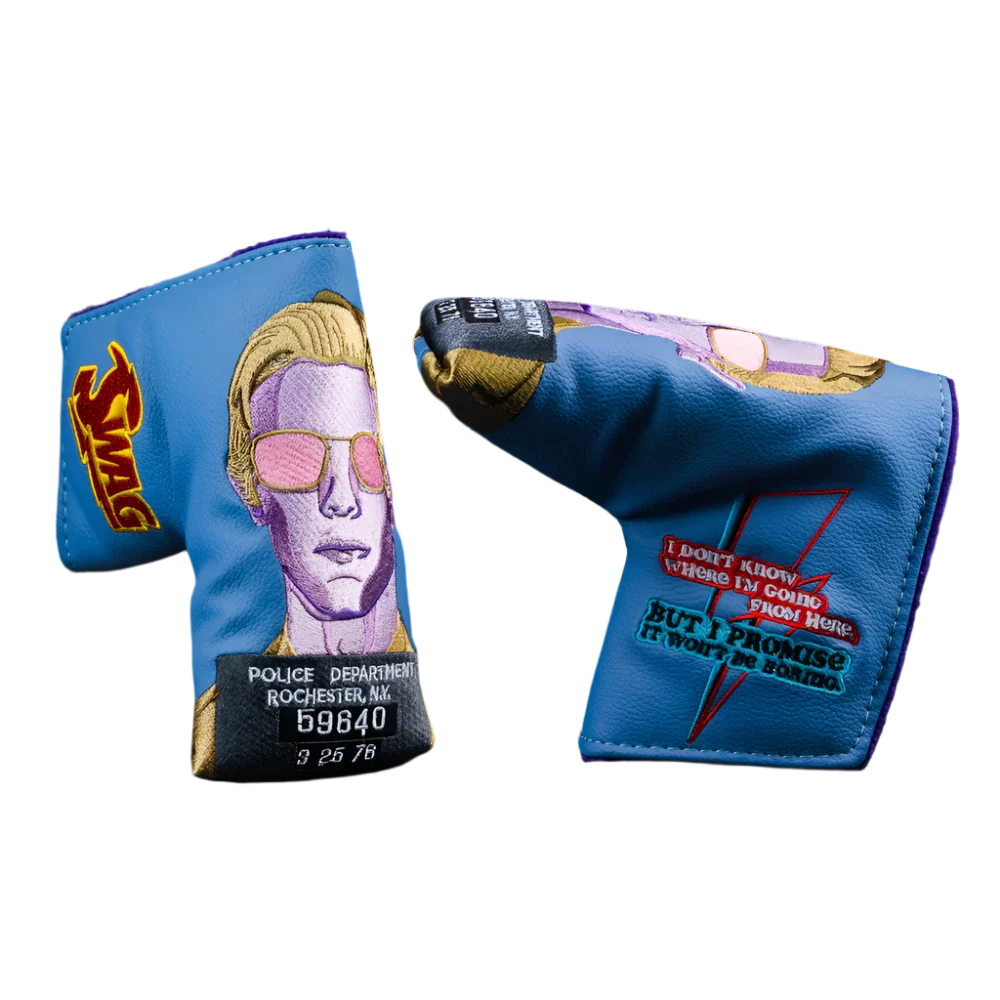 Swag Golf - Swaggy Stardust (David Bowie) Mugshot Blue/Red/Gold Blade Putter Headcover *opened, no bag*