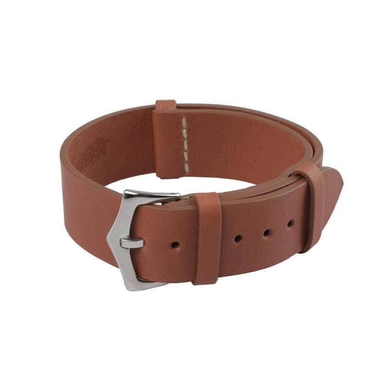 Brown Grand Cavalier Cuir Military Watch Strap