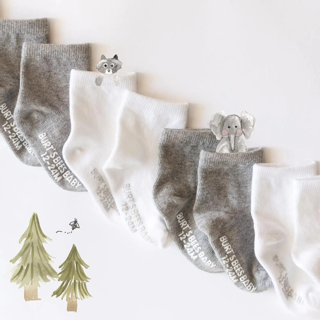 Burt's Bees Baby Unisex Ankle Socks - Non-Slip Grips for Babies