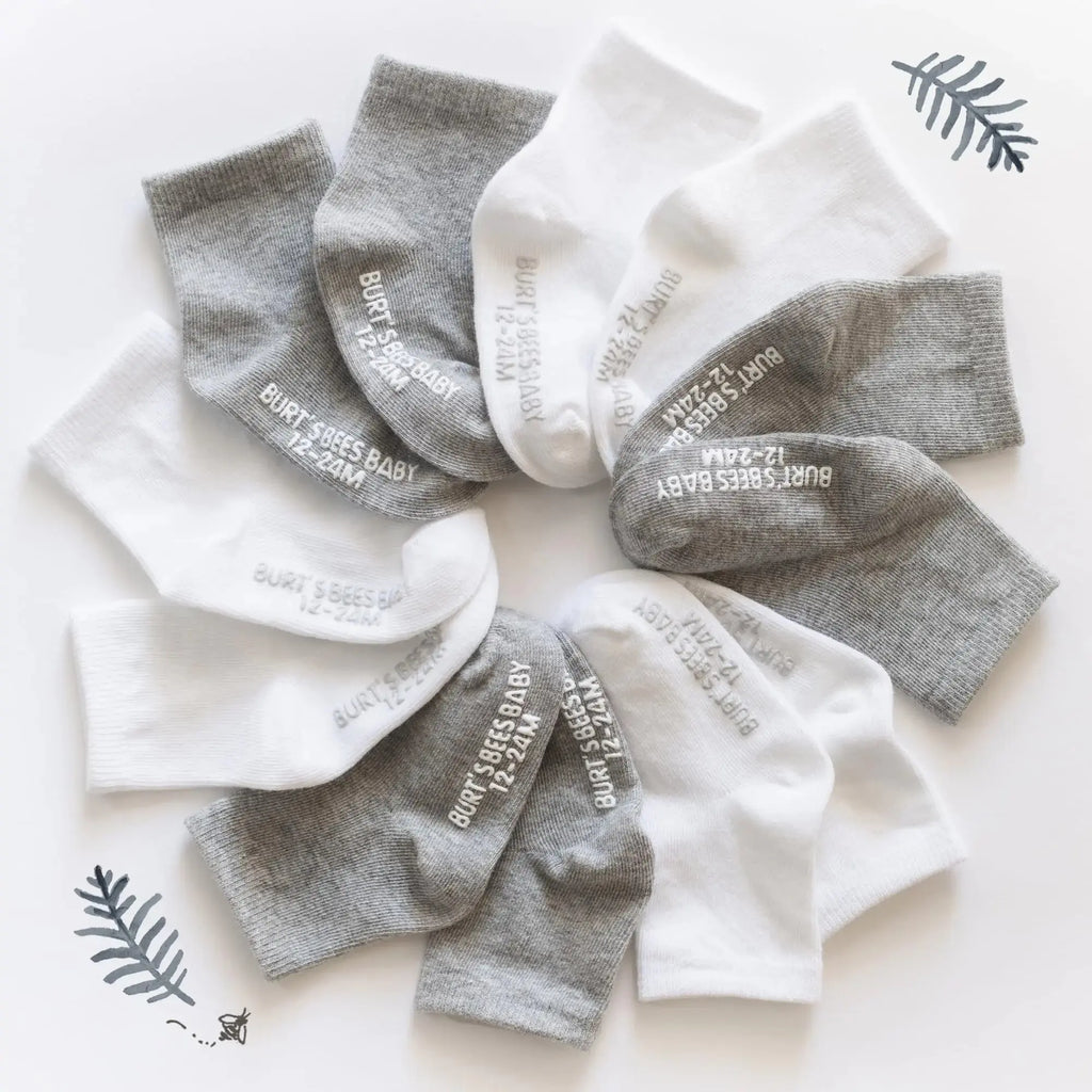 Burt's Bees Baby Unisex Ankle Socks - Non-Slip Grips for Babies