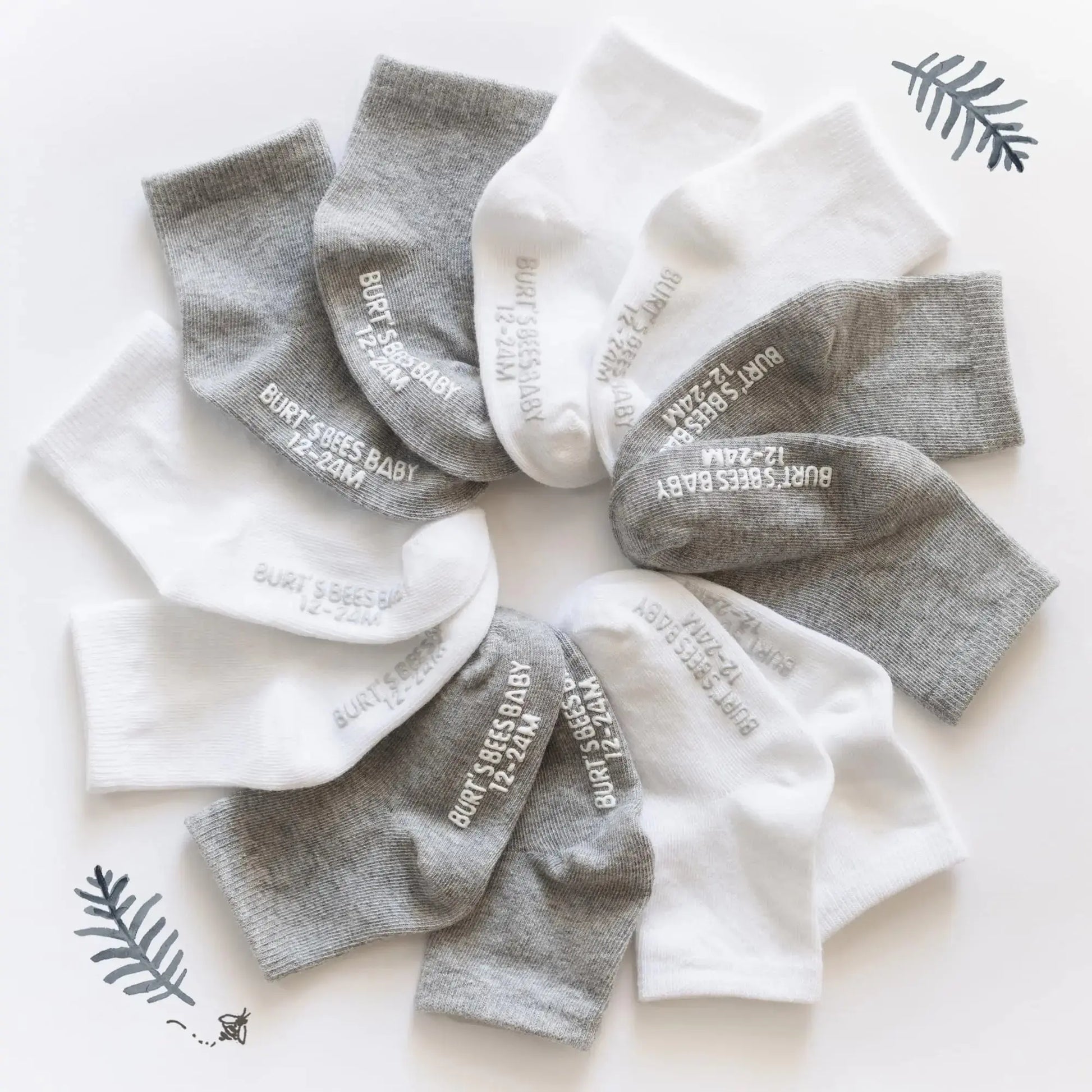 Burt's Bees Baby Unisex Ankle Socks - Non-Slip Grips for Babies