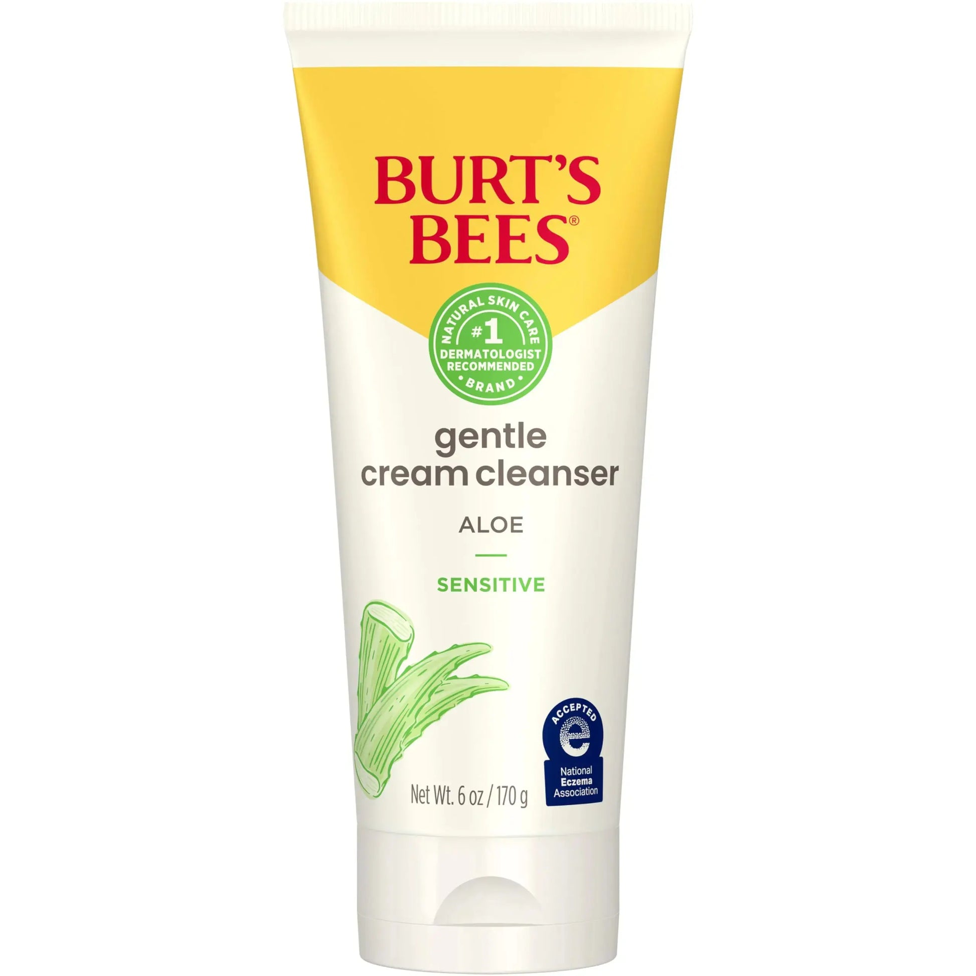 Burt's Bees Gentle Cream Cleanser with Aloe for Sensitive Skin, 98.9% Natural Origin, 6 Ounces Aloe Vera 6 Ounce