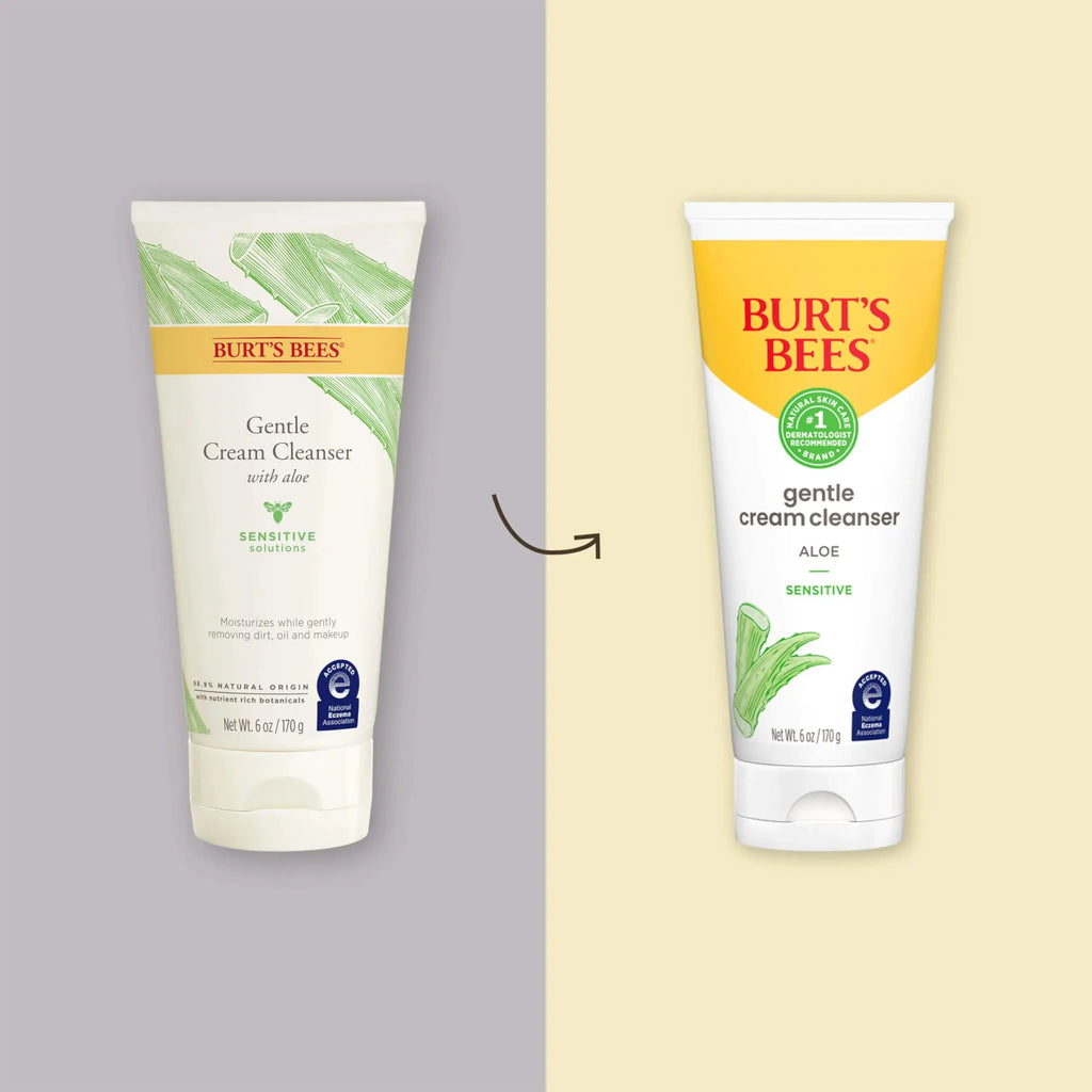 Burt's Bees Gentle Cream Cleanser with Aloe for Sensitive Skin, 98.9% Natural Origin, 6 Ounces Aloe Vera 6 Ounce