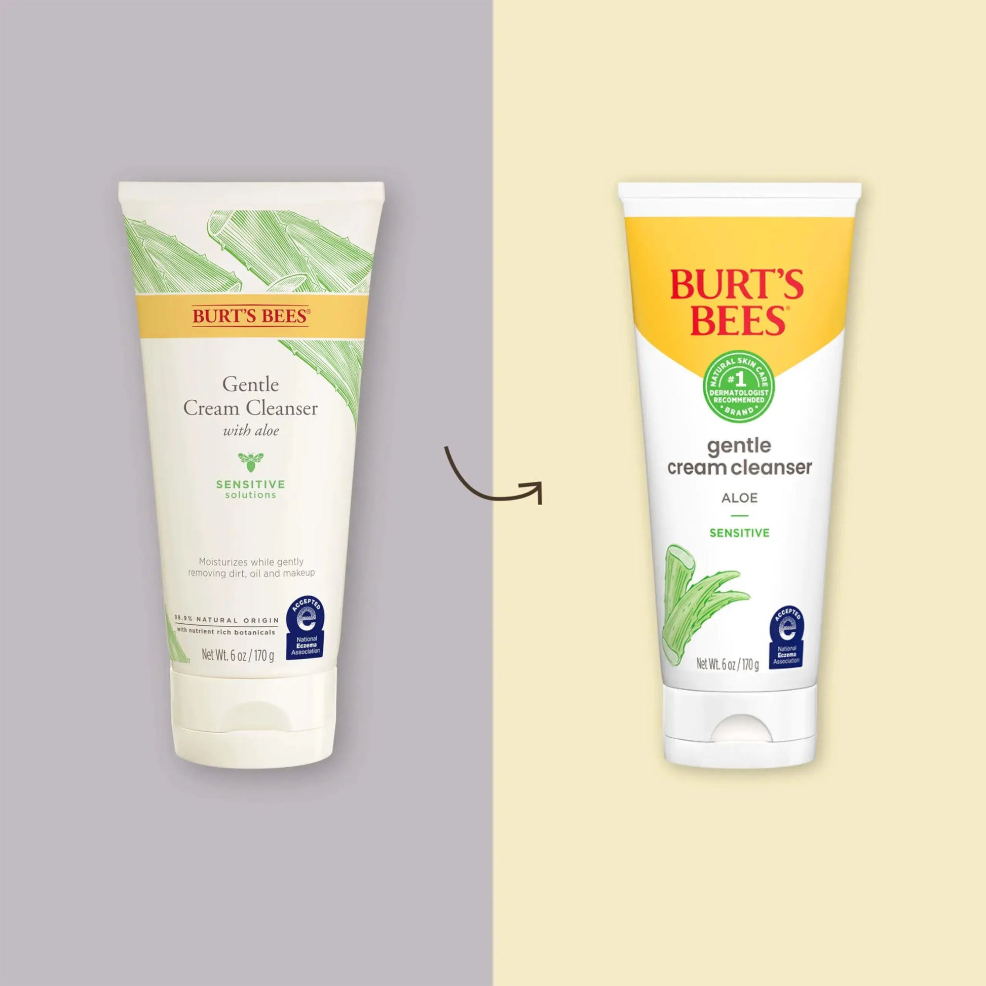 Burt's Bees Gentle Cream Cleanser with Aloe for Sensitive Skin, 98.9% Natural Origin, 6 Ounces Aloe Vera 6 Ounce
