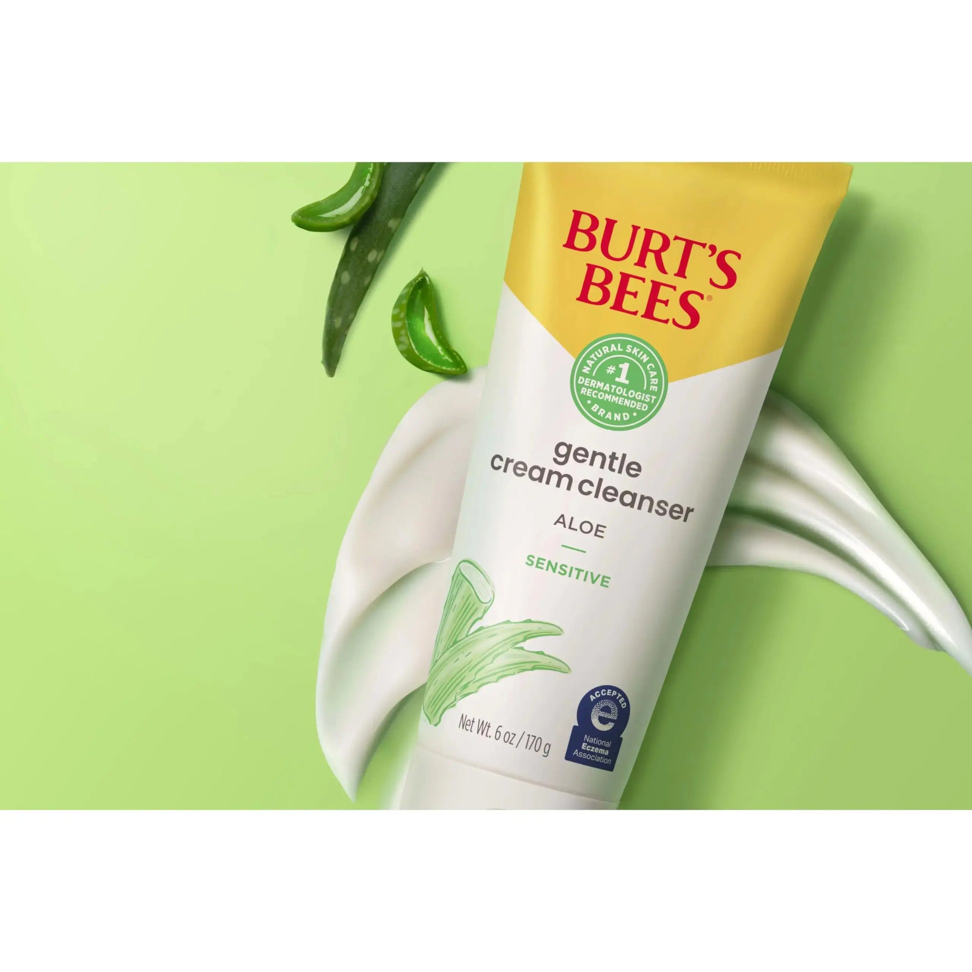 Burt's Bees Gentle Cream Cleanser with Aloe for Sensitive Skin, 98.9% Natural Origin, 6 Ounces Aloe Vera 6 Ounce