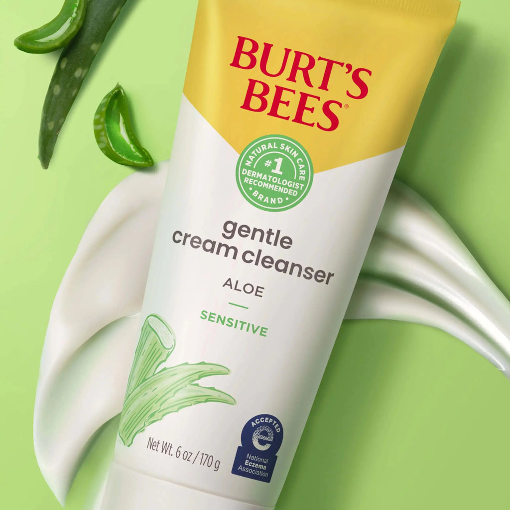 Burt's Bees Gentle Cream Cleanser with Aloe for Sensitive Skin, 98.9% Natural Origin, 6 Ounces Aloe Vera 6 Ounce