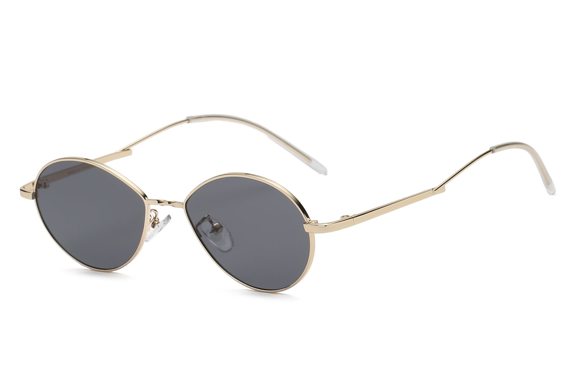 Retro Oval Sunglasses Women Metal Frame Peach Lens Tint