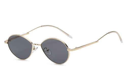Retro Oval Sunglasses Women Metal Frame Peach Lens Tint