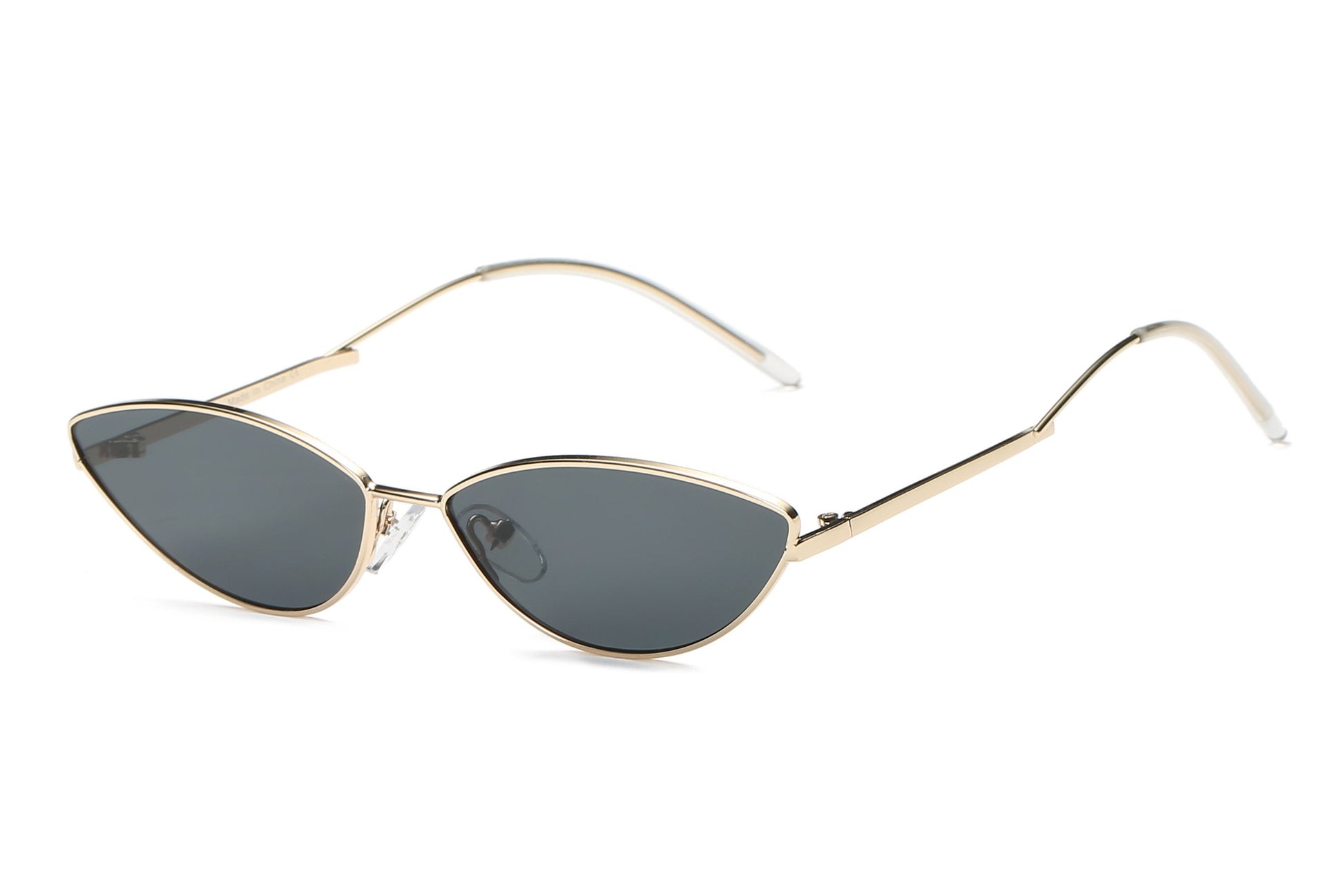 Slim Metal Cat Eye Sunglasses For Women Mirrored UV