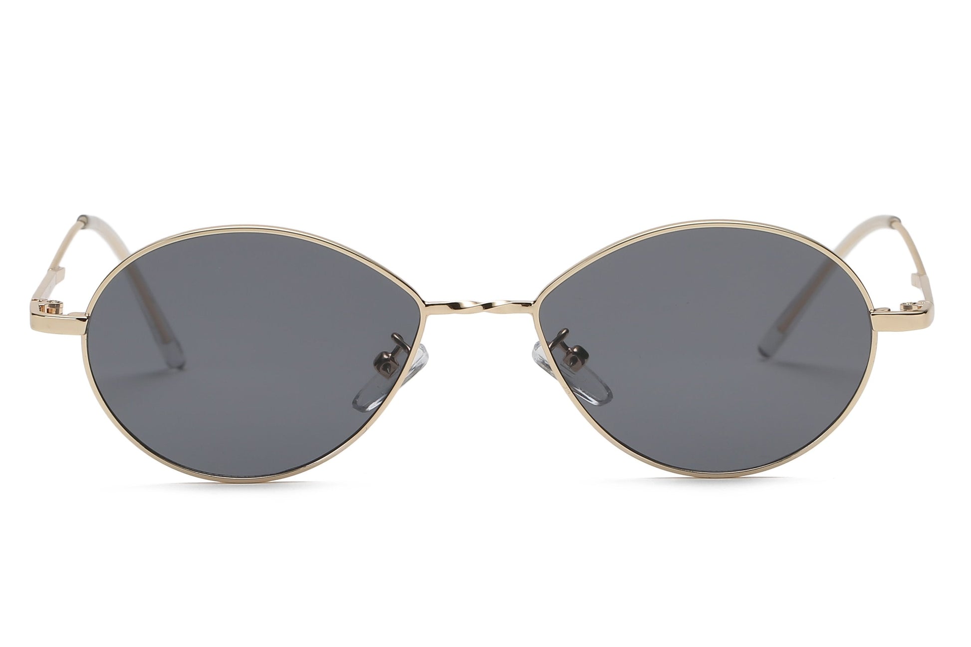 Retro Oval Sunglasses Women Metal Frame Peach Lens Tint