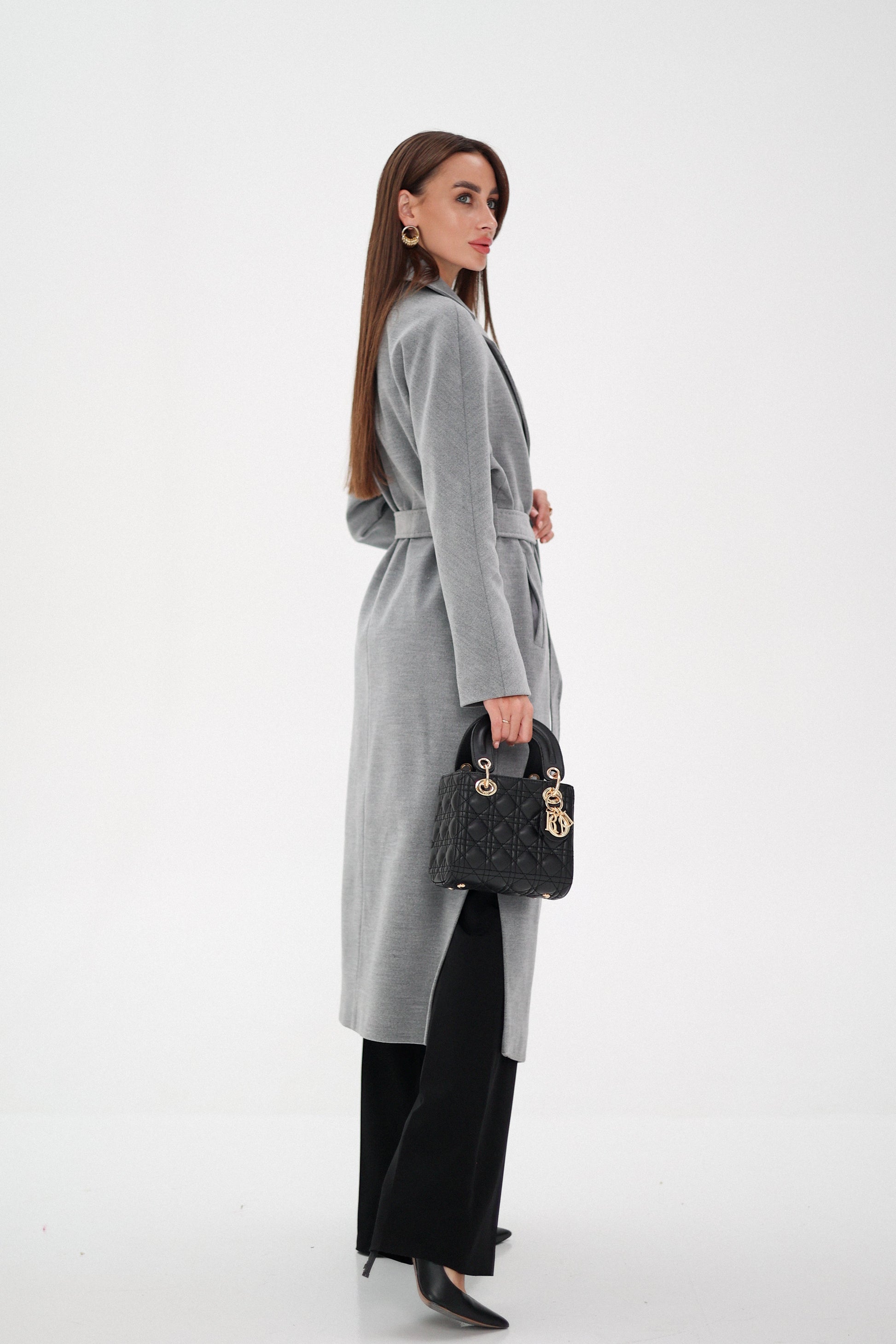 Cambridge Comfort Wraparound Wool Cashmere Coat in Dove